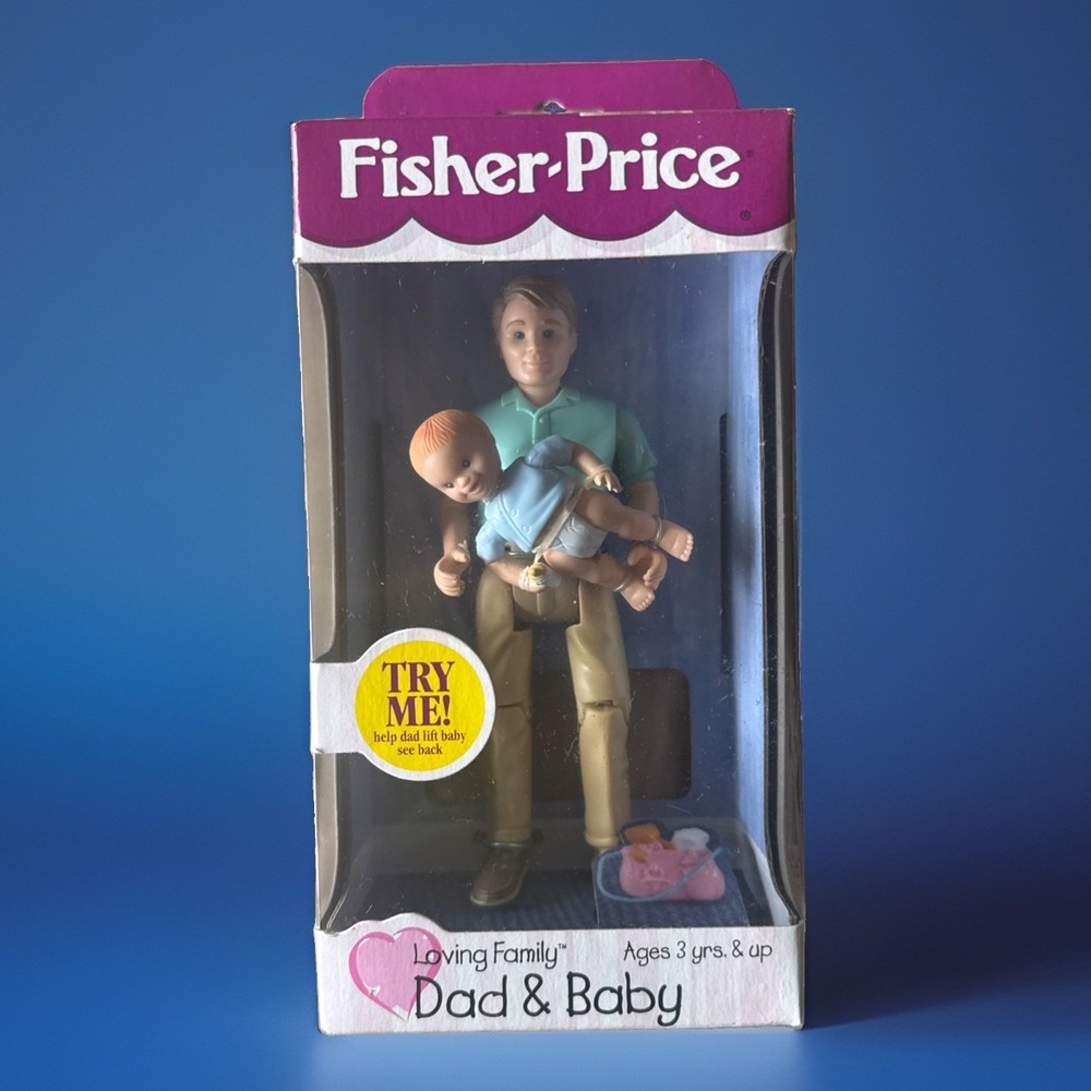 Fisher-Price Loving Family Dollhouse Dad & Baby Boy Doll SEALED 1999 NIB Vintage
